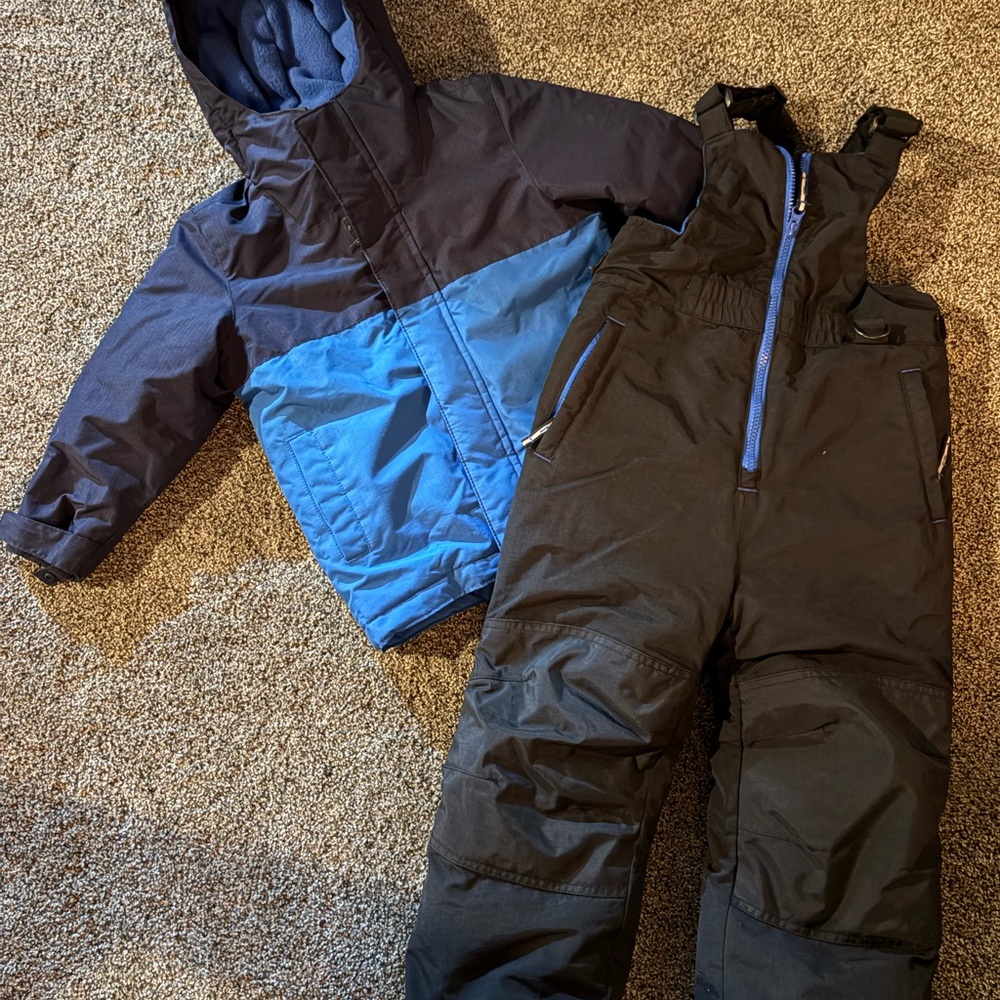 The Children's Place Blue and Black Snowsuit Set